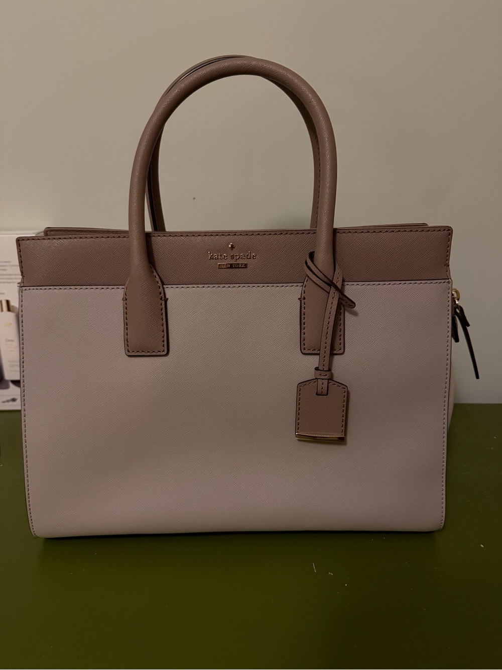 kate spade Two-Tone Blush and Taupe Structured Satchel